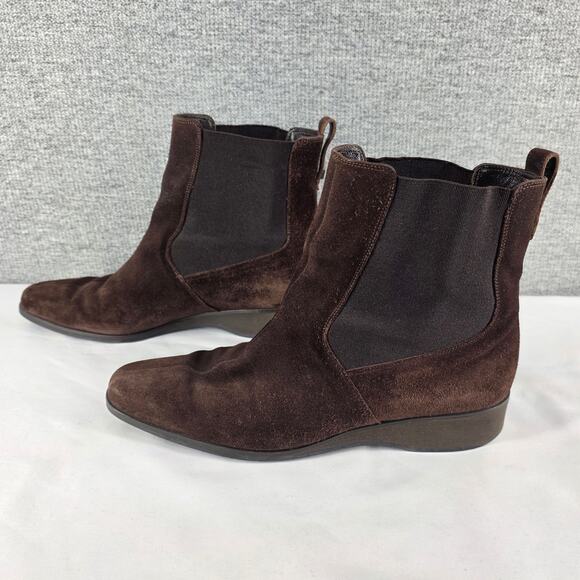 SALVATORE FERRAGAMO WOMEN’S SUEDE ANKLE BOOTS SIZE 6B - WEDGE HEEL VINTAGE ITALY - Picture 2 of 12